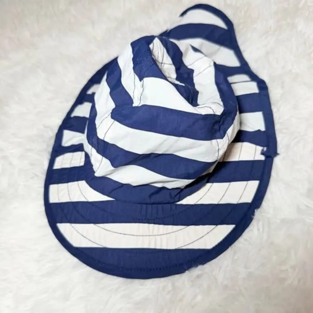 Pottery Barn Kids Baby Sun Hat Blue White Stripe 3-12M UPF Beach Hat